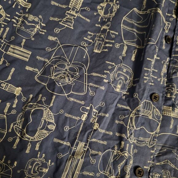 Disney Parks Star Wars Blueprints Allover Print Button Up Shirt Saber Vader Sz M - Picture 5 of 5